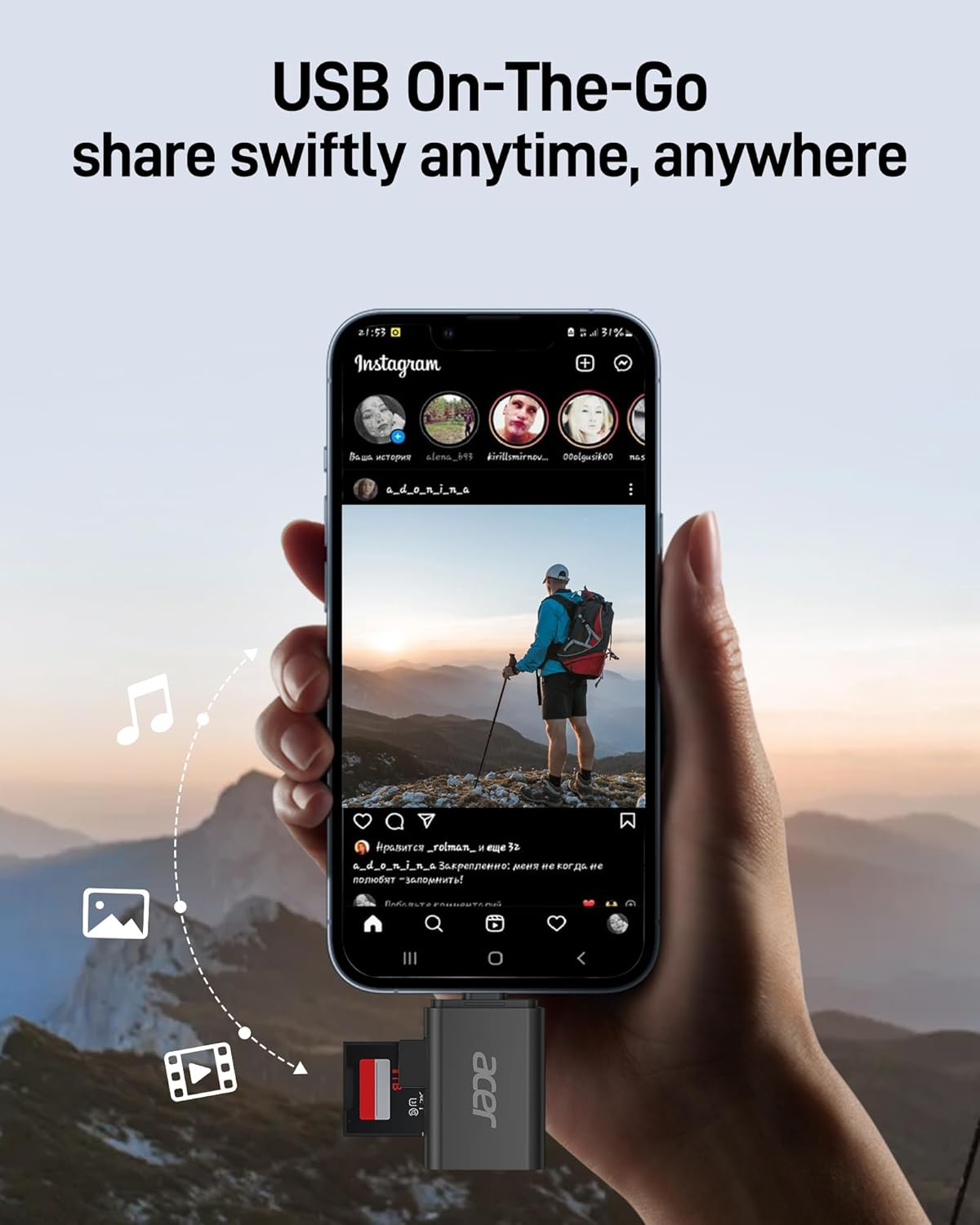 Acer USB C SD Card Reader, USB 4.0 Type-C Micro SD Card Adapter Dual Slot OTG Memory Card Reader for Microsd SDHC SDXC, Compatible with Laptop, PC, Iphone 16/15, Macbook Pro/Air, Ipad Pro, Android image number 2