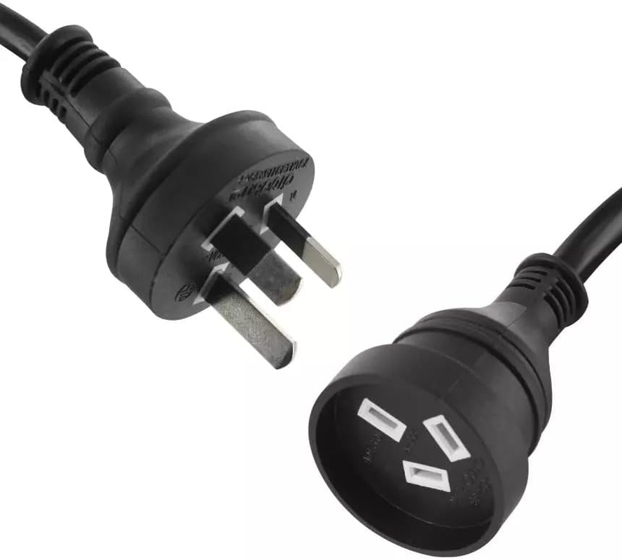 30Cm Mains Power Extension Lead Cord Standard Australian AU 3-Pin Plug Black EL3PB030