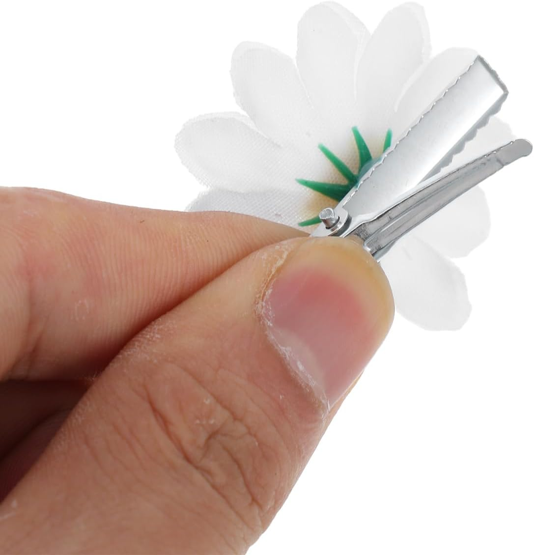 HANABASS Pack of 10 Daisy Flower Hair Clips, Cute Daisy Hair Pins, White Hair Accessories for Women and Girls image number 4