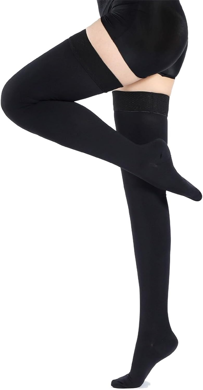 20-30 Mmhg Medical Compression Stockings for Women and Men, Class 2, Closed Long Thrombosis Stockings, Support Stockings, Thighs with Silicone Band for Varicose Veins, Edema, Flight, Anti-Thrombosis