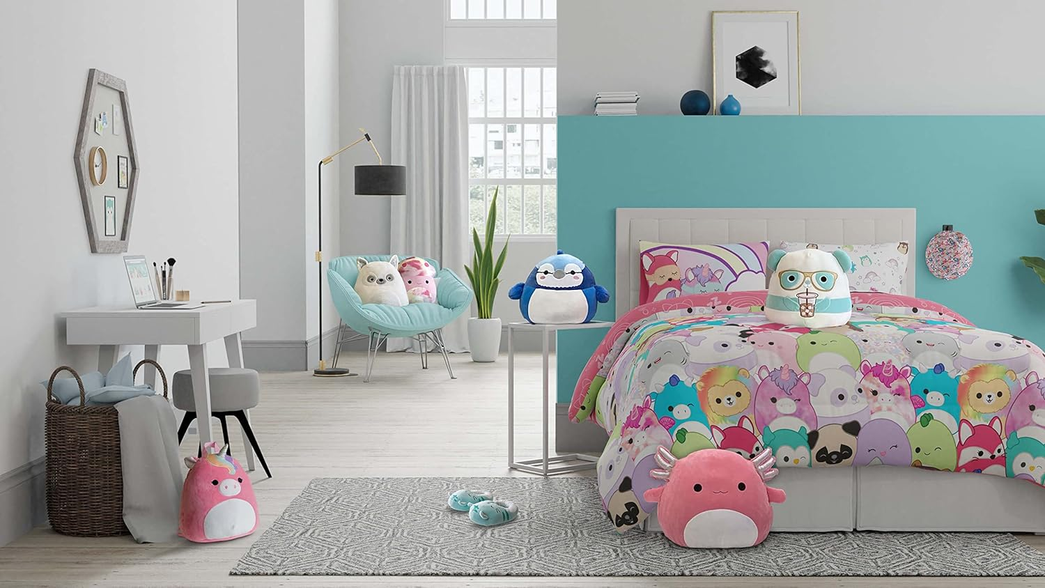 Franco Squishmallows Bedding Super Soft Comforter and Sheet Set with Sham, 7 Piece Queen Size