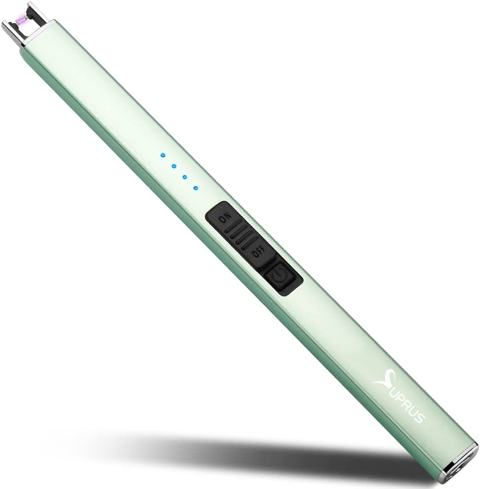 SUPRUS Electric Arc Windproof Lighter Flameless USB Rechargeable Lighter with Safety Lock for Candle BBQ Camping (Green) image number 5