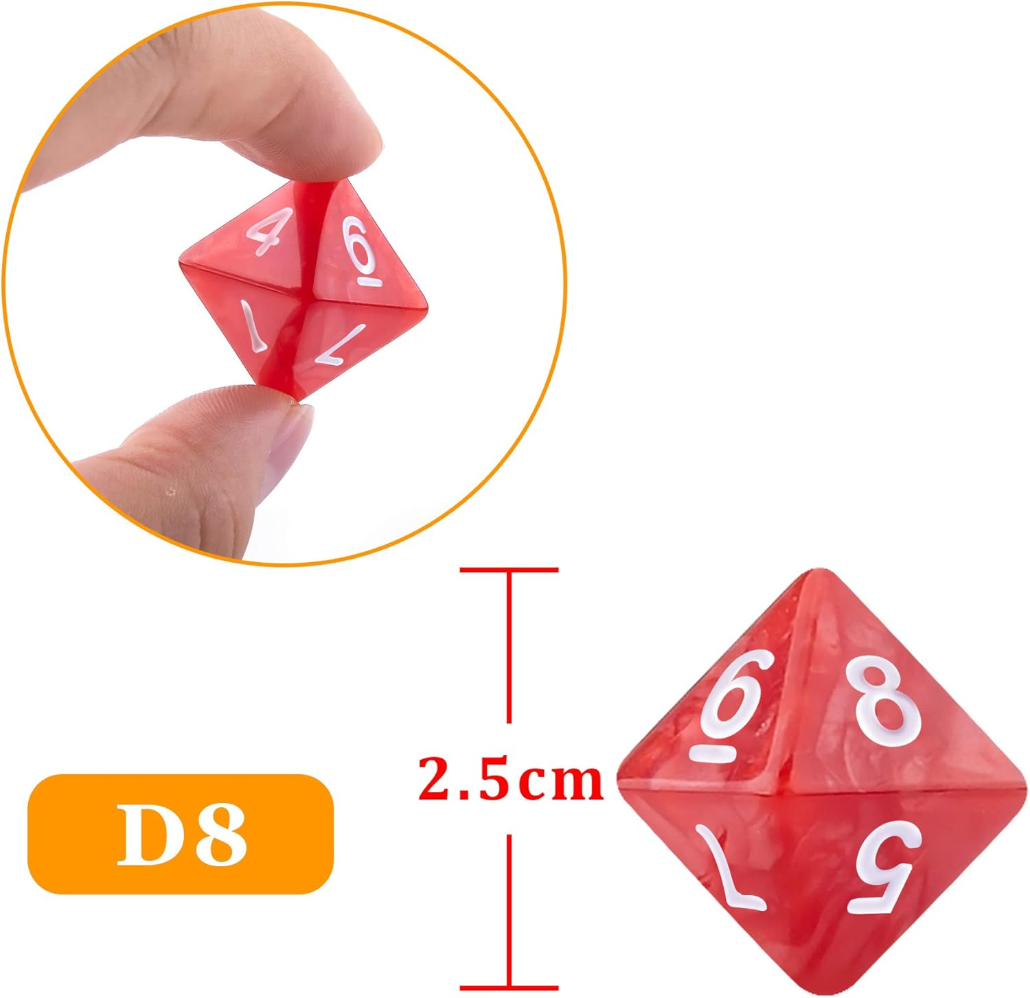 AUSTOR 35 Pieces Polyhedral Dice 8 Sided Game Dice Set Mixed Color D8 Dice Assortment with a Black Velvet Storage Bag for DND RPG MTG Table Games image number 6