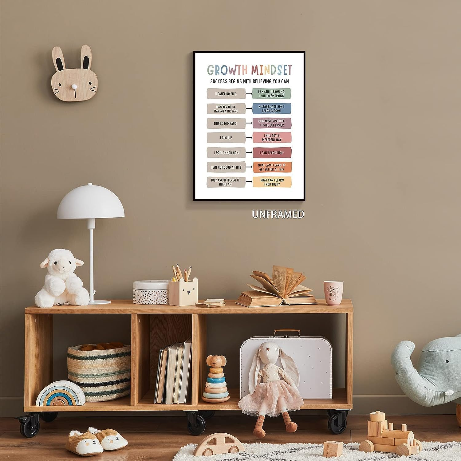 Classroom Growth Mindset Posters Positive Affirmations Quotes Canvas Wall Art Mental Health Therapy Office Motivational Decor Kids Educational Prints for Calming Corner Decorations 12X16In Unframed image number 3