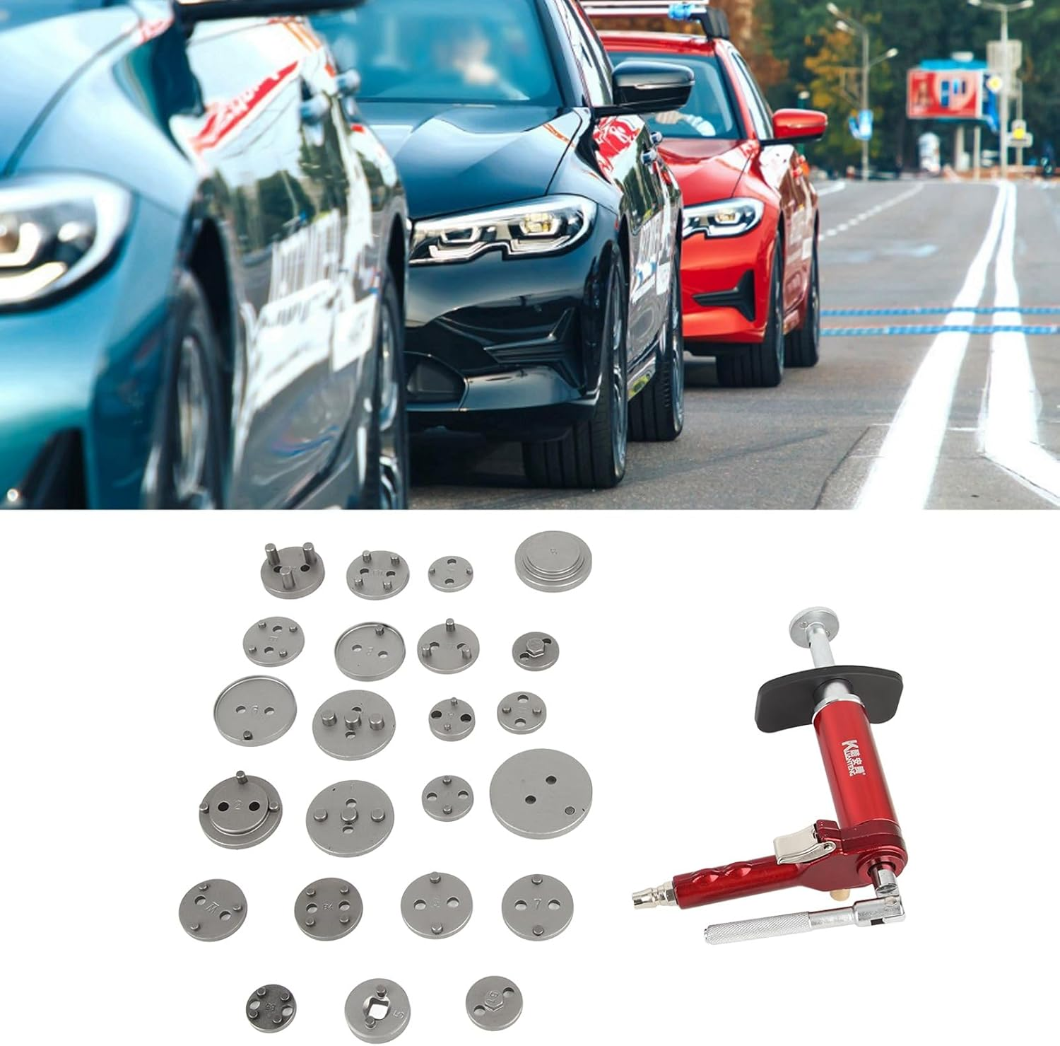 Pneumatic Brake Caliper Piston Wind Back Compression Spreading Tool, Heavy Duty Brake Caliper Compression Tool Caliper Piston Tool for Brake Pad Replacement Reset image number 4