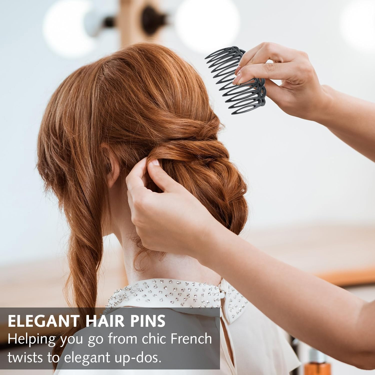 Pack of 3 Hair Combs Slides, Plastic French Twist Side Combs Strong Hold Twist Teeth Slide Clips Accessories Black Comb for Multiple Hairstyles Girls Women Girls Thick Fine Hair image number 3