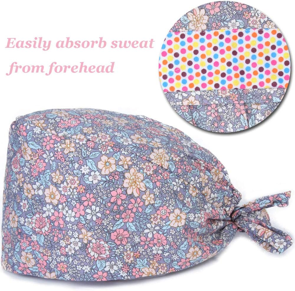 Kousenpu Working Cap Scrub Cap with Sweatband,Adjustable Scrub Caps for Women Men,One Size image number 4