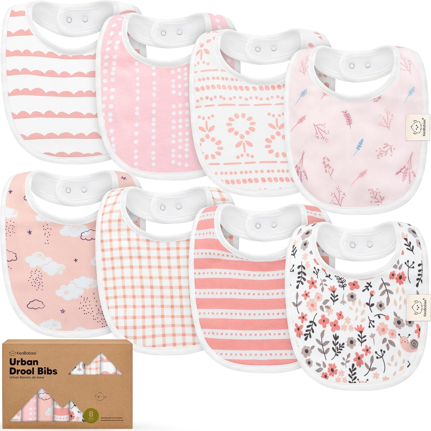 Organic Baby Bibs for Boys & Girls - Organic Cotton Teething Bib - Newborn Bibs for Baby Girl, Boy - Infant Bibs - Machine Washable Newborn Cloth Bib 0-24 Months Baby Drool Bibs (Sweet Charm) - Dawn image number 6