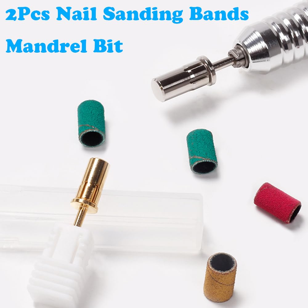 Yakamoz 2Pcs Nail Sanding Bands Mandrel Bit, 2.35Mm Shank Easy-Off Nail Drill Mandrel Bits for Sanding Band and Electric Nail Drill Grinding Machine image number 2
