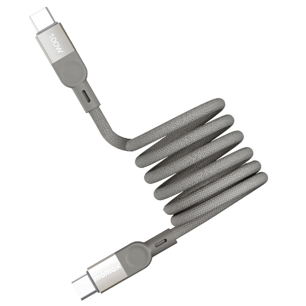 Momax Mag Link 100W USB-C Cable - 1M - Titanium PD Fast Charging - Magnetic - Durable Triple Braided Nylon - Supports Iphone / / Google/Oppo/Oneplus [DC35L]
