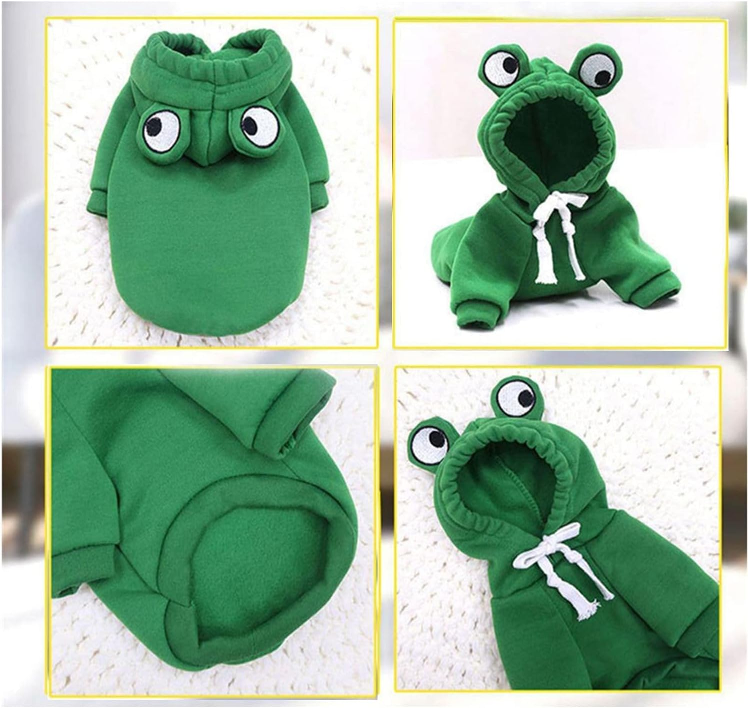 Dog Hoodie Basic Sweater Coat Cute - Frog Shape Warm Jacket Pet Cold Weather Clothes Outfit Outerwear for Cats Puppy Small Medium Dogs image number 1