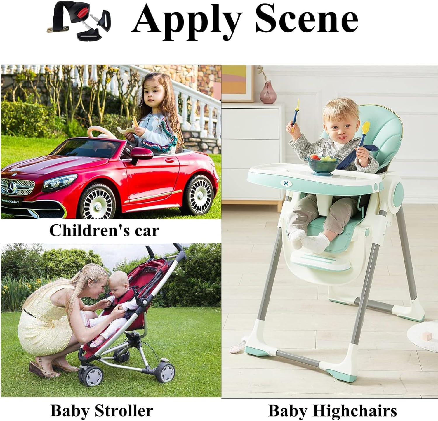 Child Car Seat Toddler Harness Clip Fixed Lock Buckle 5 Point Adjustable Strap Locking Buckle Clip for Stroller High Chair Kid Pushchair image number 1