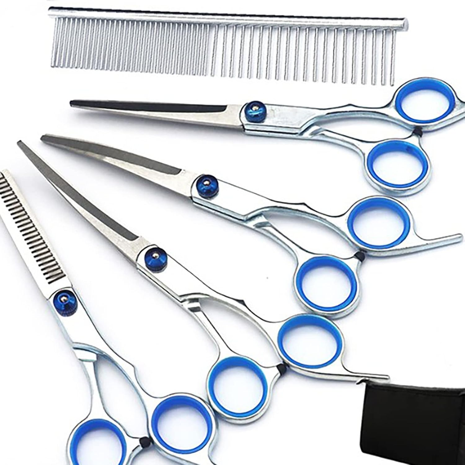 Dog Scissors, Pet Grooming Scissors Set Adjustable Screws Slip Resistance 6 in 1 for Home image number 6