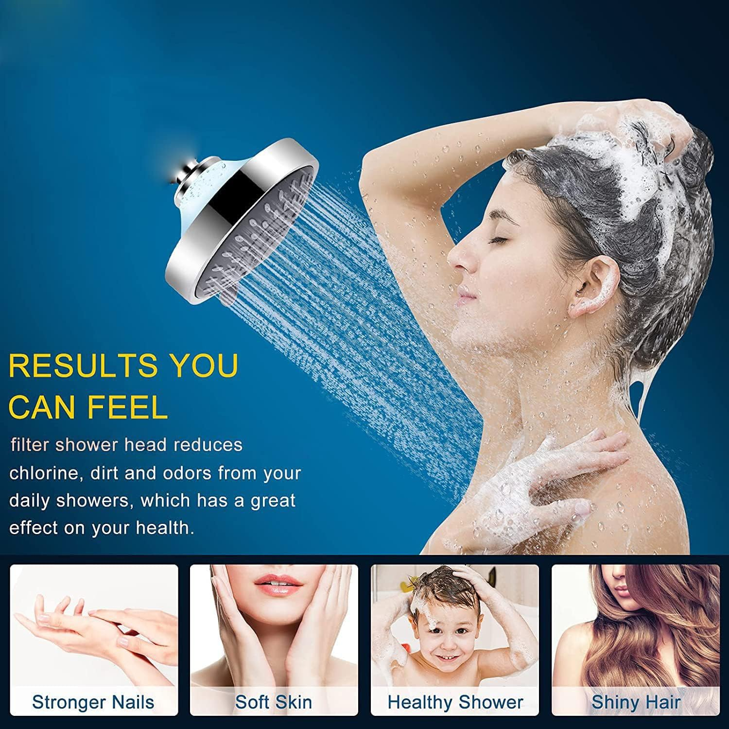 Vitamin C Shower Filter, Filters Contaminants, Neutralize Chlorine, Remove Heavy Metals, Easy Installation, Filtered Shower Water for Healthier Skin & Hair, Gifts for Wives and Girlfriends (Lemon) - Lavender image number 2