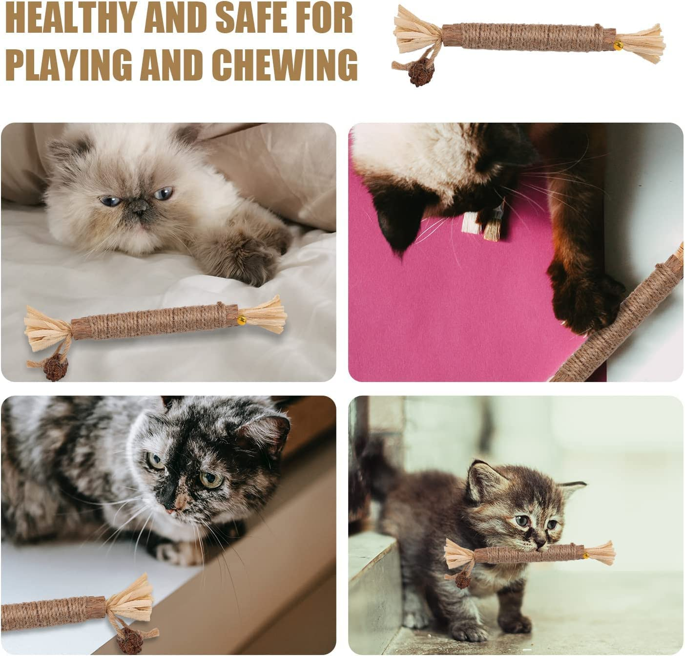 4 Packs Catnip Toys, Silvervine Chew Sticks Cat Teeth Cleaning Toy or Indoor Cats, More Attractive to Cats Toy, Catnips Chew Toys for Cats and Kitten Teething Dental Toy image number 5