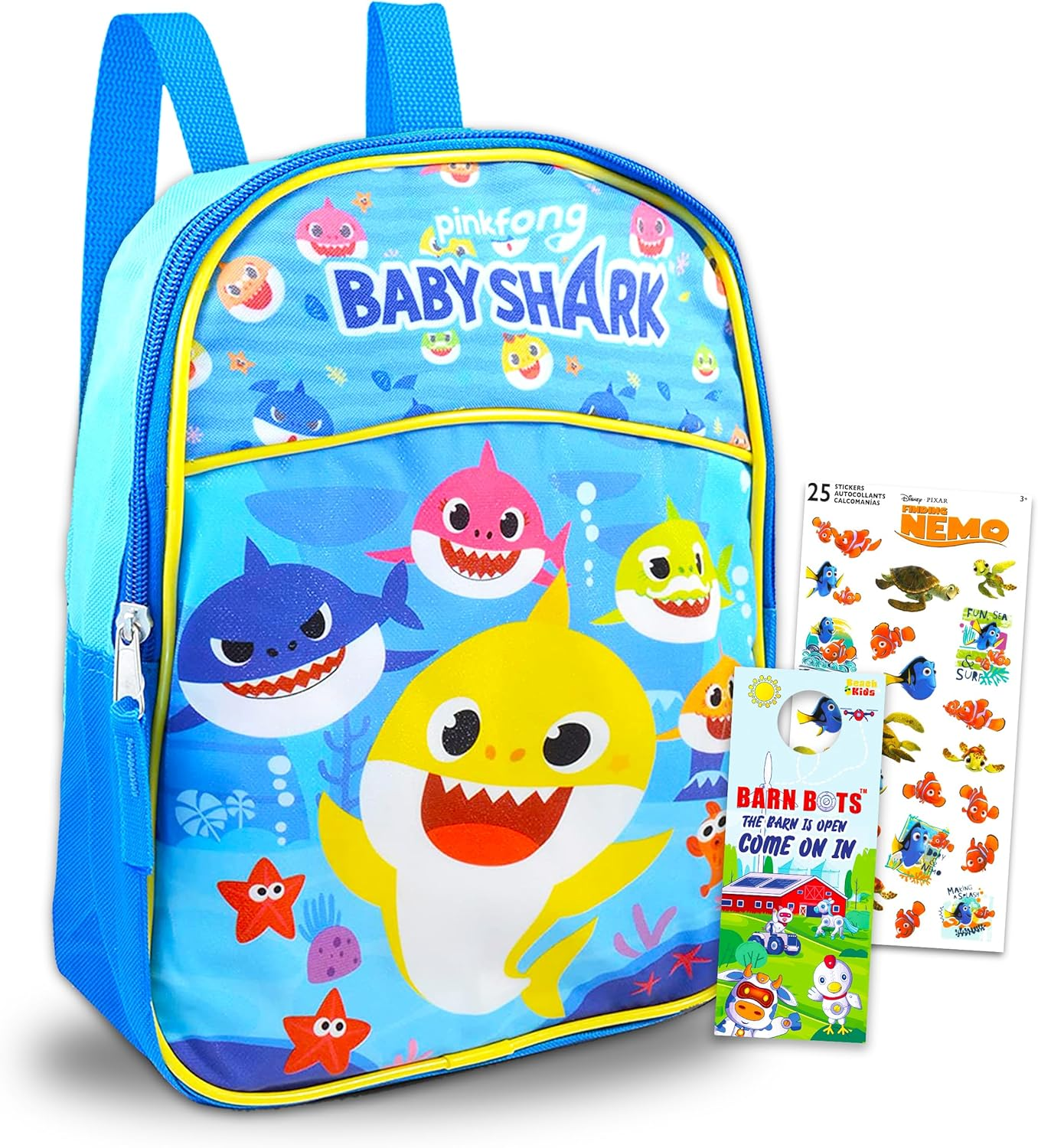 Baby Shark Mini Backpack for Boys Girls Toddler Preschool - Deluxe 11" School Bag with Stickers (Baby Shark School Supplies Bundle)