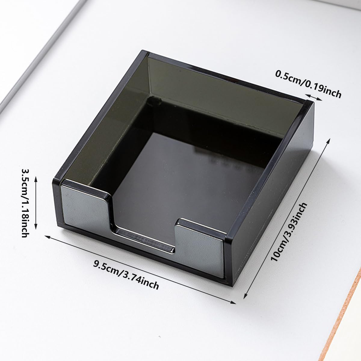 AIMALL Transparent Acrylic Rose Gold Note Holder, Marble Desktop Storage Box for Office Supplies, Memo Pads, and Small Item Organisation, 3.74 X 3.93 X 1.18 Inch - Acrylic-Black image number 3
