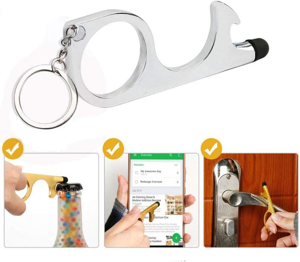 No-Touch Door Opener, 1Pcs No-Touch Door Opener Opener Keyring Tool Safe Touch Key for Outdoor ATM Machine Elevator(Black) image number 6