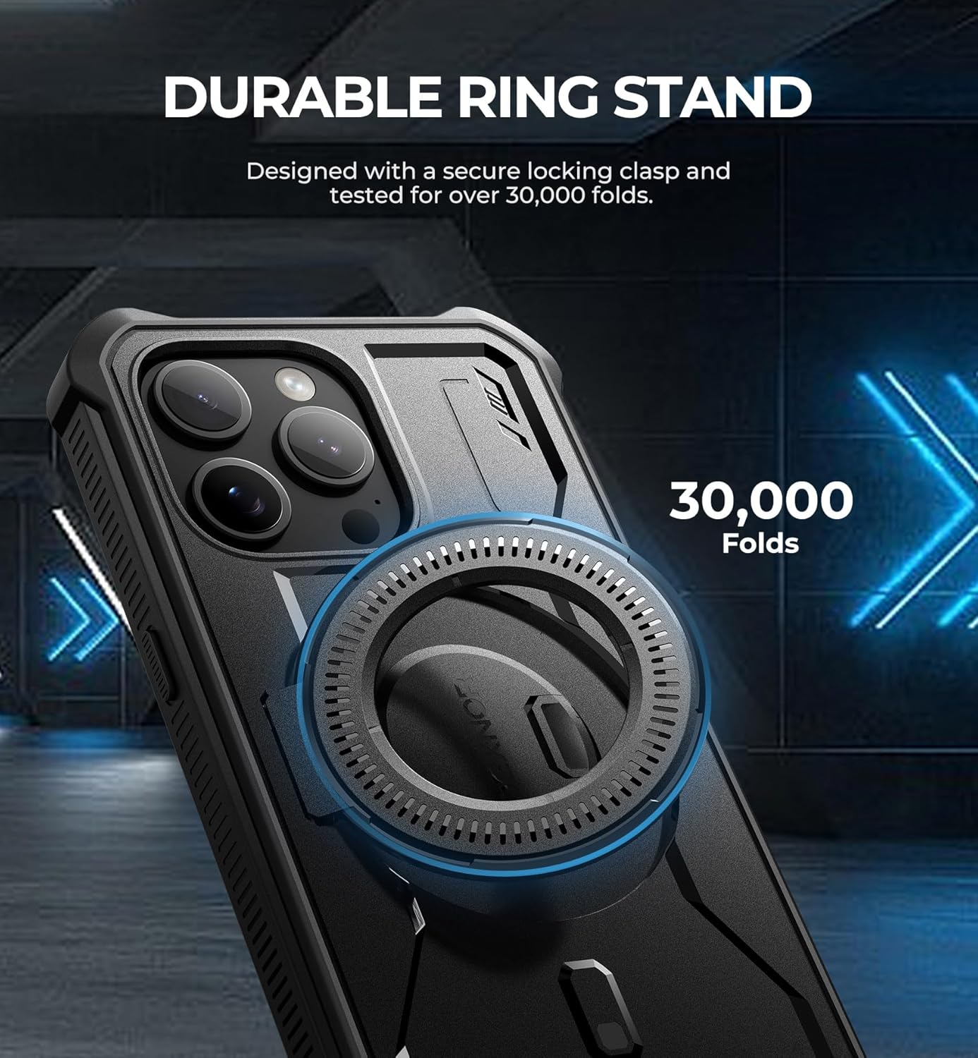 DEXNOR for Iphone 15 Pro Max Case Compatible for Magsafe[Built in Screen Protector and Kickstand]，Heavy Duty Military Grade Protection Shockproof Protective Cover for Iphone 15 Pro Max - Black image number 6