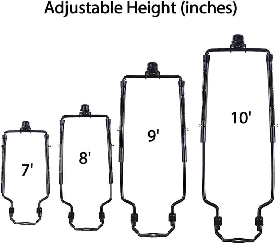 Shusmda 2Piece Lamp Shade Harp Holder 7Inch E14,E26,E27 Light Base Adapter Black Horn Frame Lampshade Bracket image number 2