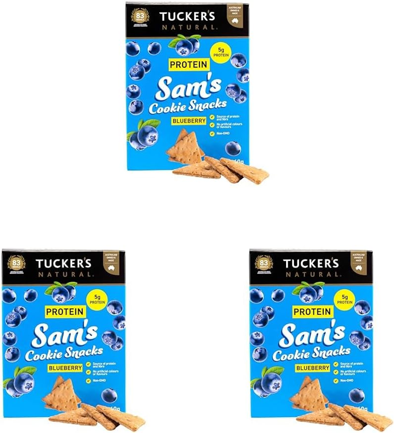 Tucker'S Natural Sam'S Protein Blueberry Flavoured Cookie Snacks 60 G image number 5
