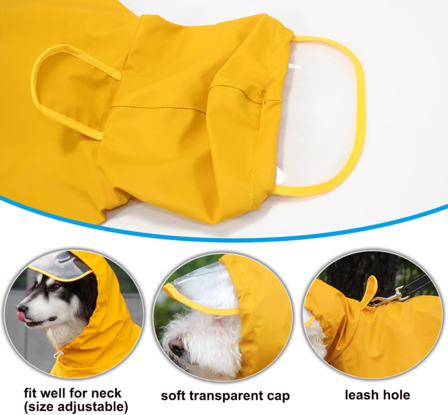 Reflective Dog Raincoat - Waterproof Adjustable Pet Jacket with Hood, Lightweight Dog Apparel for Small to Extra-Large Dogs, Yellow (XL)