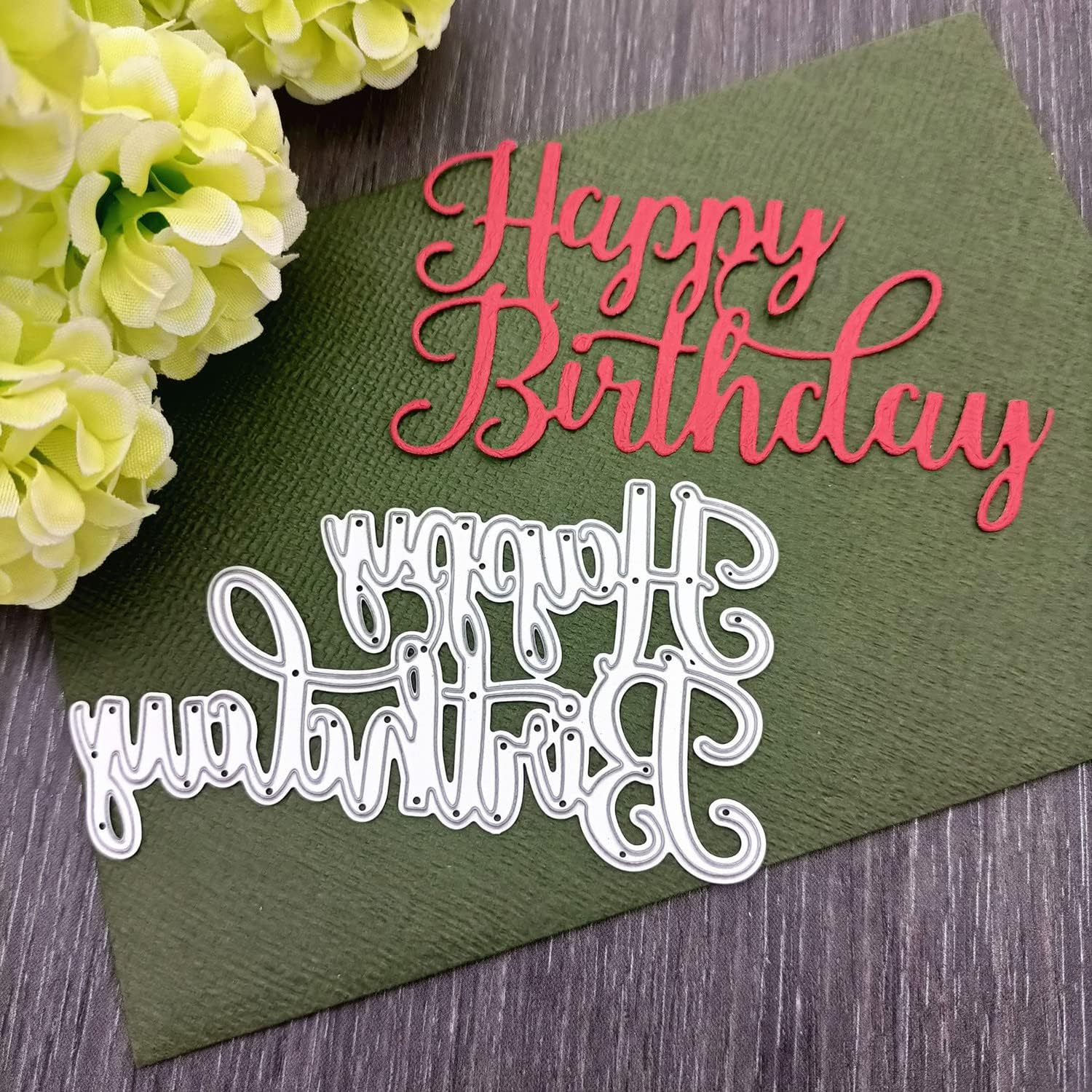 6 Pack Die Cuts for Card Making, Happy Birthday & Butterfly Shapes, Carbon Steel, Card Making Dies image number 6