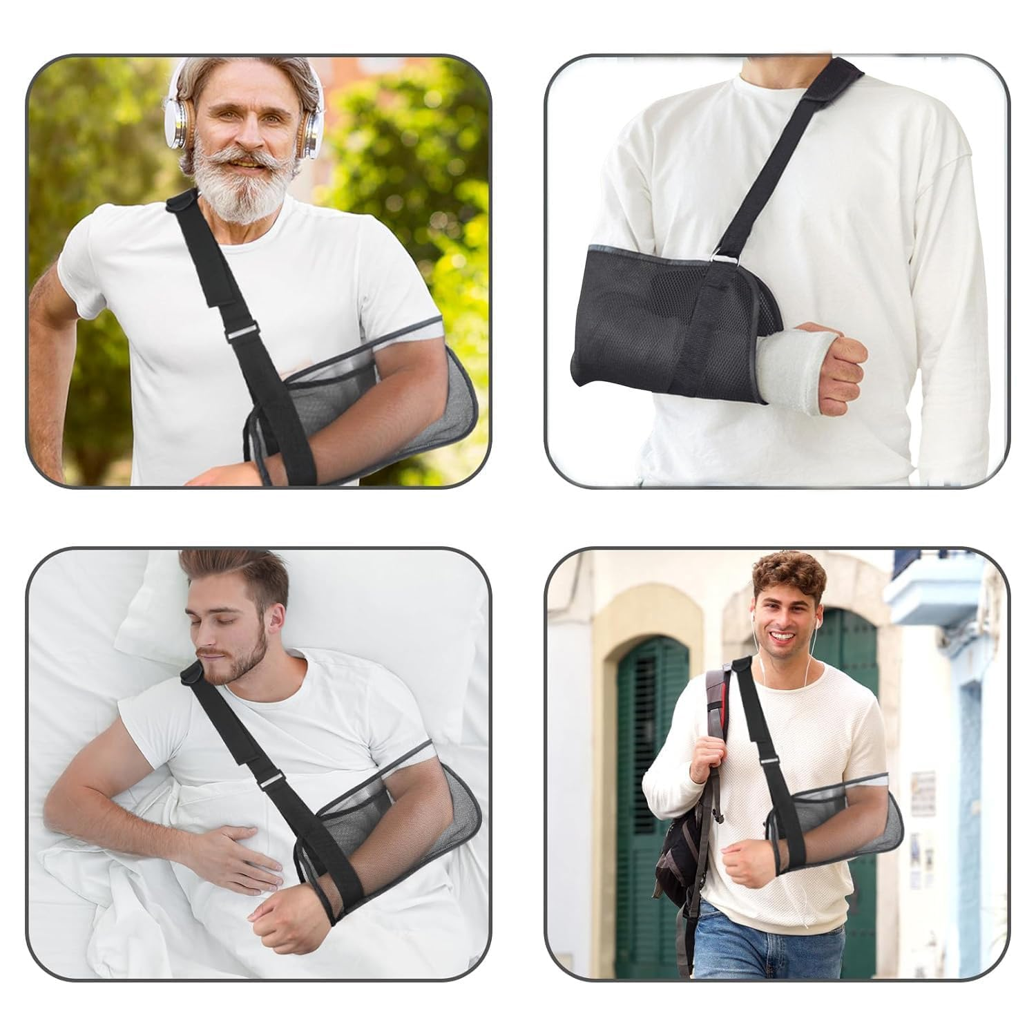 1Pc Breathable Mesh Arm Sling,Mesh Arm Support Arm Sling Shoulder Sling,Arm Sling Shoulder Immobilizer Mesh Shoulder Sling,Shower Bath Sling Shoulder Brace Support Arm Sling Shoulder Immobilizer,White image number 1