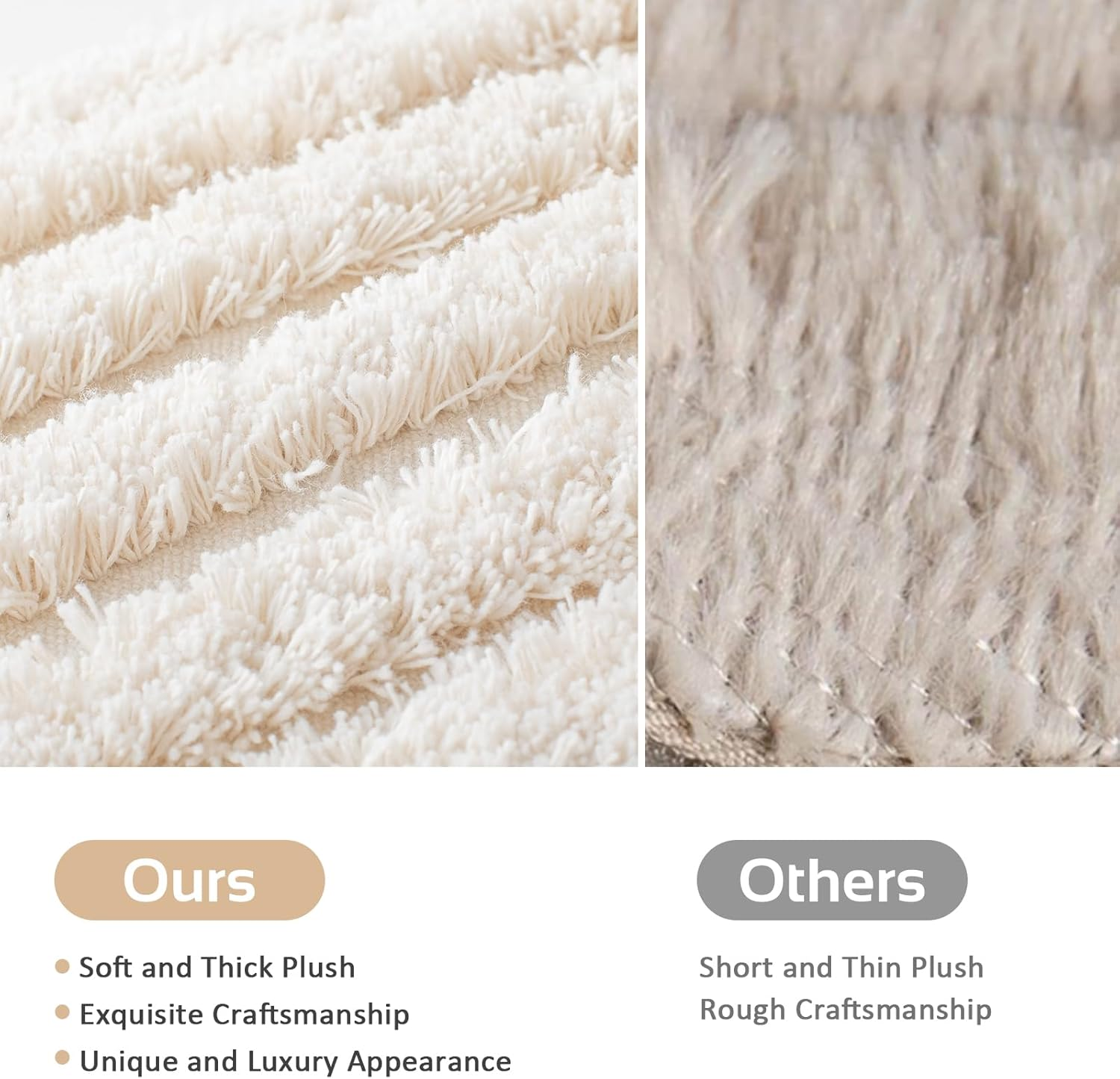 AELS Boho Decorative Textured Throw Pillow Covers 18X18, Set of 2, Modern Abstract Mid Century Rainbow Tufted Pillow Case, Farmhouse Rustic Neutral Woven Cushion Case for Bed Couch Sofa, Creamy White image number 4