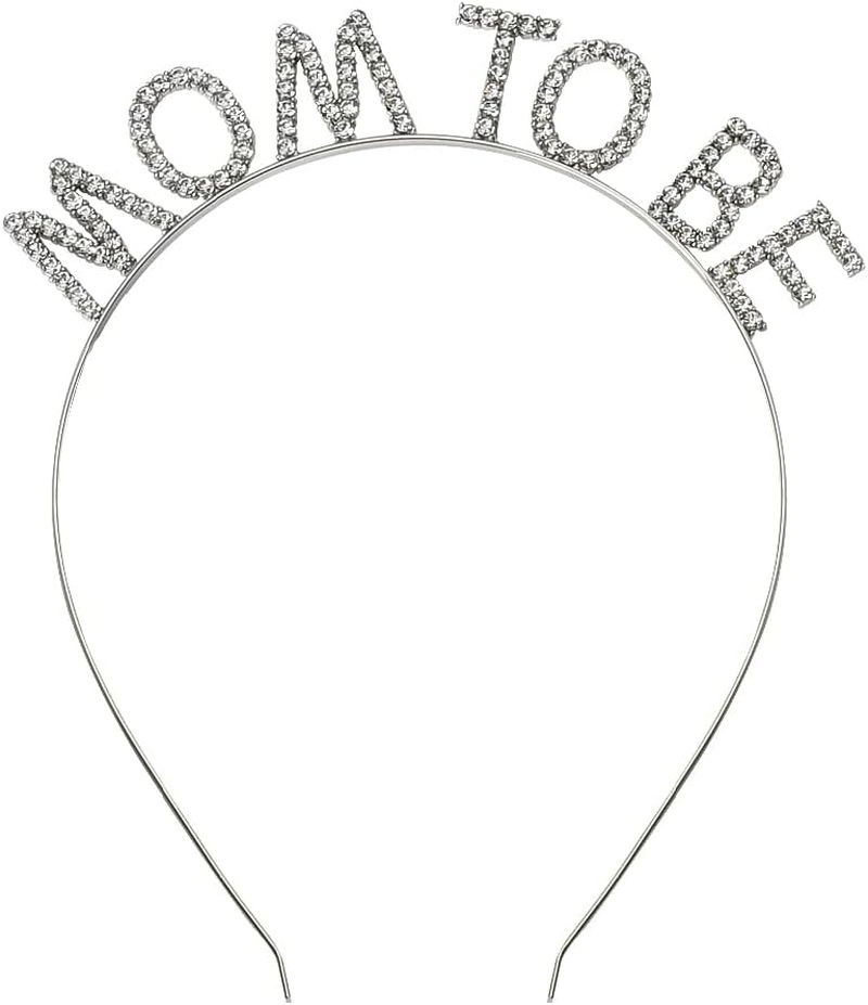 Mama to Be Headbands Baby Shower Tiara Crown Headband Silver First Time Mom Gifts for Pregnant Women New Mom Gift Pregnancy Announcement Gender Reveal Hairband Hair Accessories