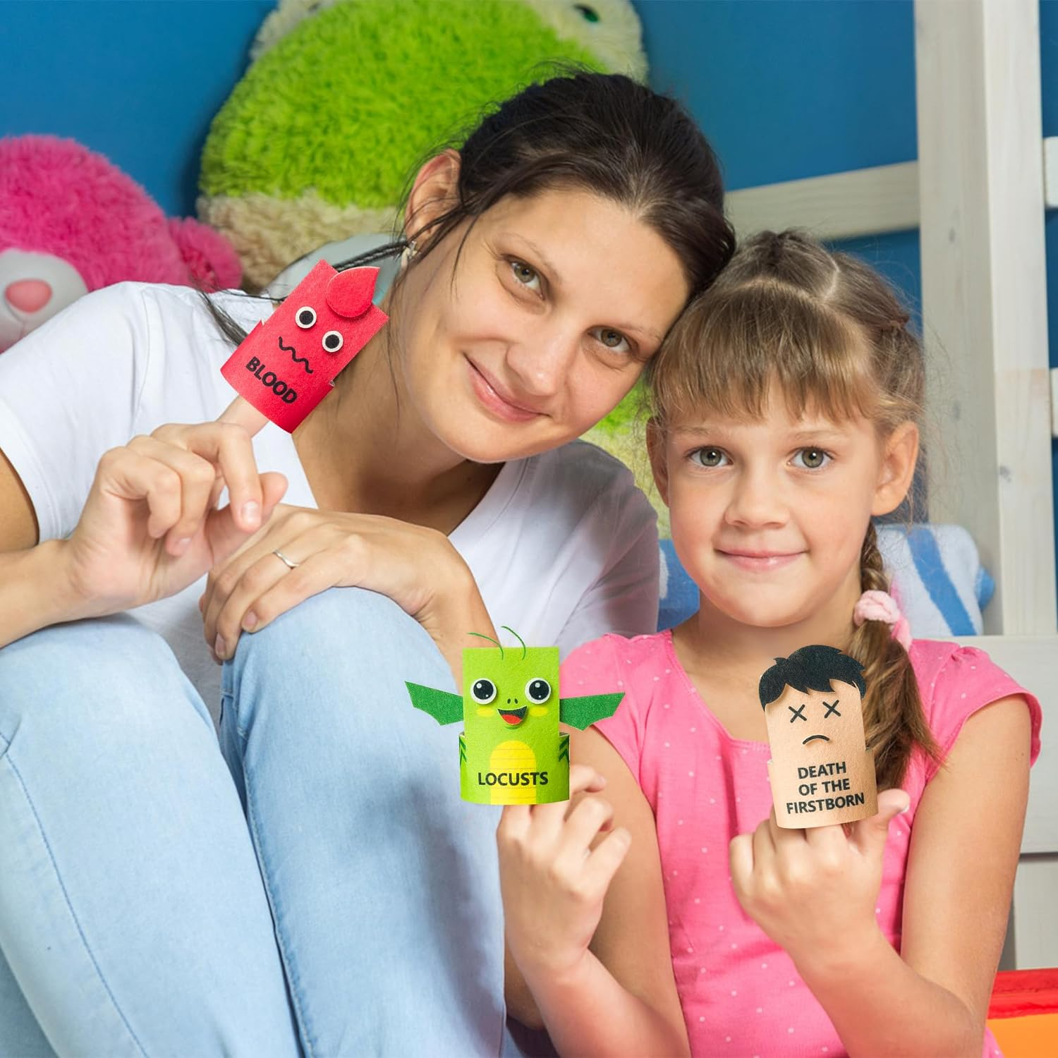 Cocnny Ten Plague Finger Puppets - 30Pcs Passover Felt Hand Puppet Making Kit, Make Your Own Fingers Puppets Toy for Kids, Religious Story Time Jewish Pesach Seder Passover Christian Party Supplies image number 5