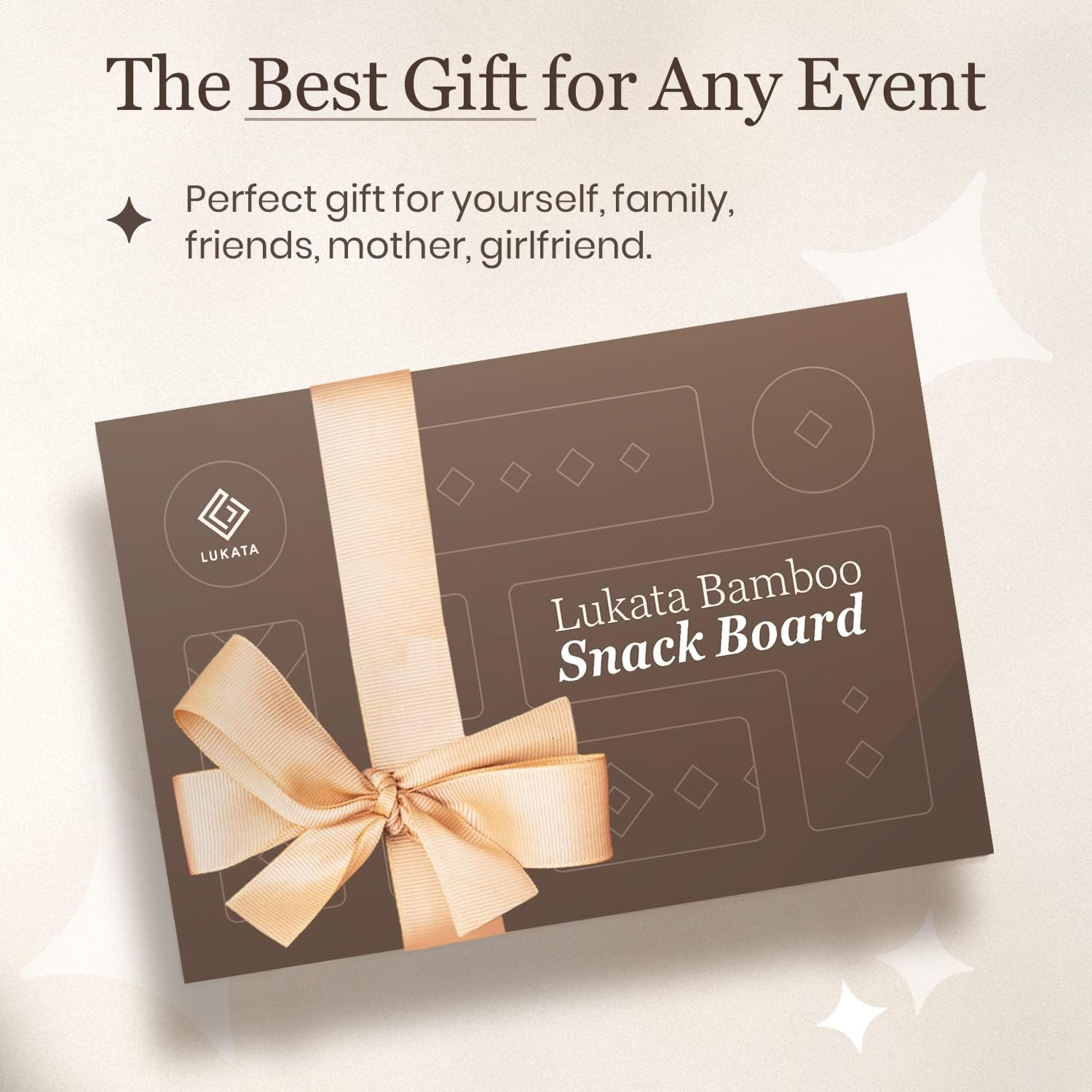 Lukata Grazing Board - Small Charcuterie Board for Snacks Cheese & Appetizers - Durable Bamboo Serving Platter for 2-3 People Parties Guests Picnics - 32Cm X 22Cm X 2Cm image number 6