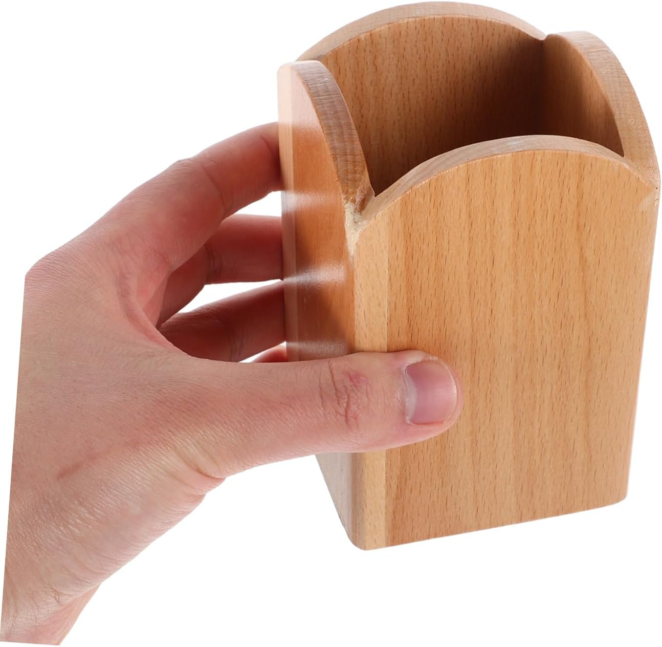 Creative Square Pen Holder Sturdy Beechwood Desk Organizer for Home Office School Versatile Storage for Pencils Brushes Stationery Supplies Modern Aesthetic Design