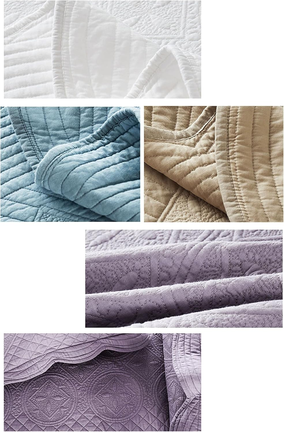 Quilt Set Bedding Set Cotton Handmade All Season Quilt Bnket Sheets Super King Bed Cover 243X270Cm with 2 Pillowcase,White,224 * 234Cm(Khaki,270 * 234Cm) image number 2