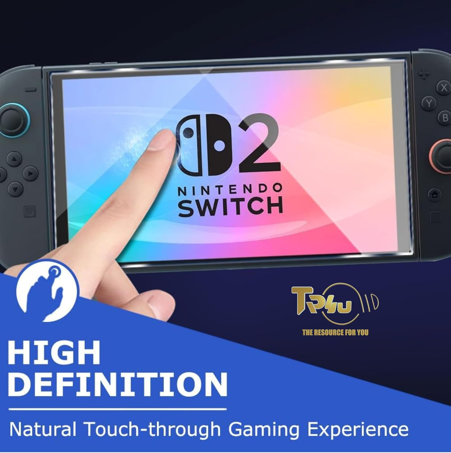 TR4U 2 in 1 Nintendo Switch 2 Screen Protector (2 PACK) - anti Fingerprint - Easy Installation - 9H Hardness Tempered Glass - Premium Shatterproof HD Clear - Screen Protector for Nintendo Switch 2 8"(2025) image number 1