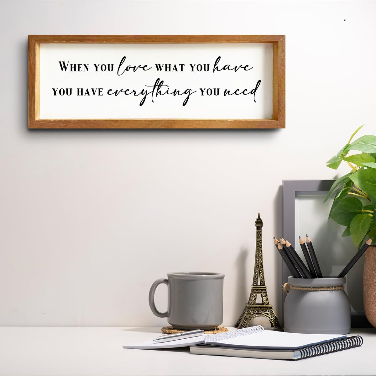 Inspirational Quotes Rustic Country Family Sign Decorative Wooden Framed Sign Positive Affirmations Housewarming Gifts Motivational Farmhouse Wall Decor Home Office Bedroom Study Room Decoration image number 2