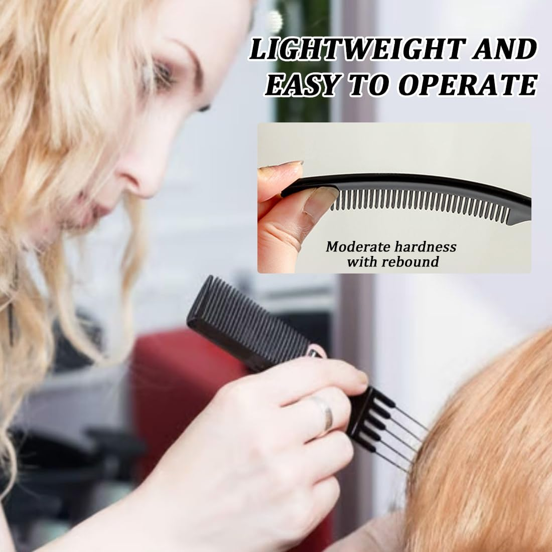 Black Hairdressing Handle Comb with Metal Fork and Fine Teeth, Professional Styling Combs, Hairdressing Comb, Afro Comb, Hairstyle Comb, Hairdressing Styling Tool, Antistatic, Multifunctional