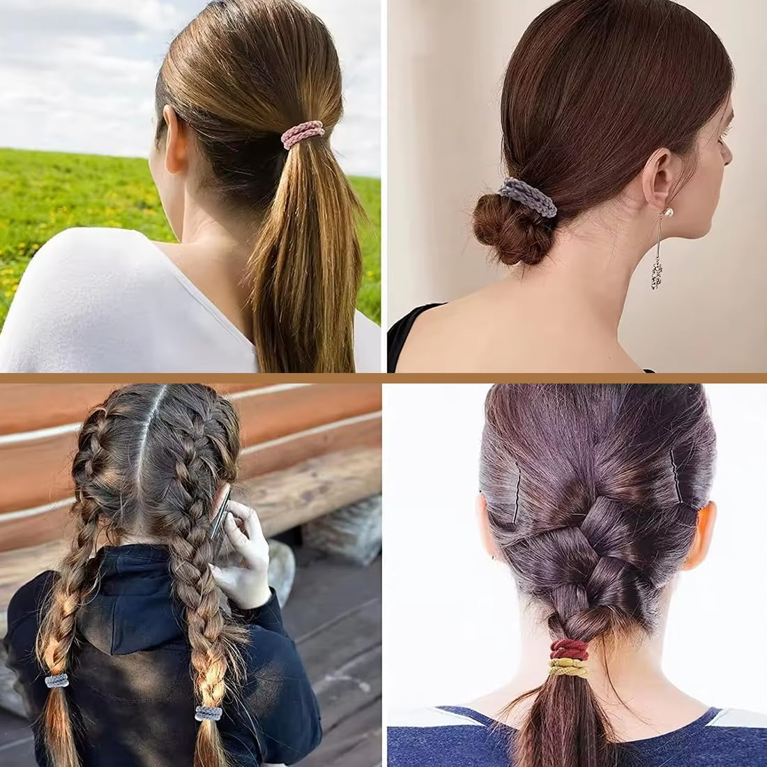 JYNXOR Women'S Hair Bobbles, Pack of 24 Hair Bobbles, Elastic Braid Elastics, Hair Bands, Women'S Multicoloured Elastic Bands, Fashion Braided Hair Ties, for Thick Hair and Curly Hair image number 3