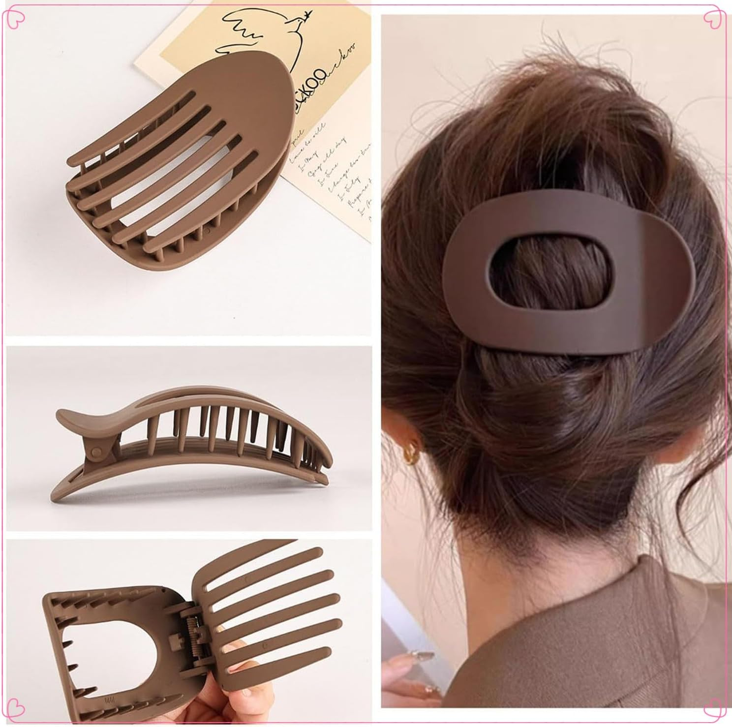 6 PCS Flat Hair Clips, French Design Flat Hair Claws for Women Girls, Medium Classic Hair Barrettes for Thick Thin Hair Comfortable Curved Flat Clips,For Lying Driving and More image number 4