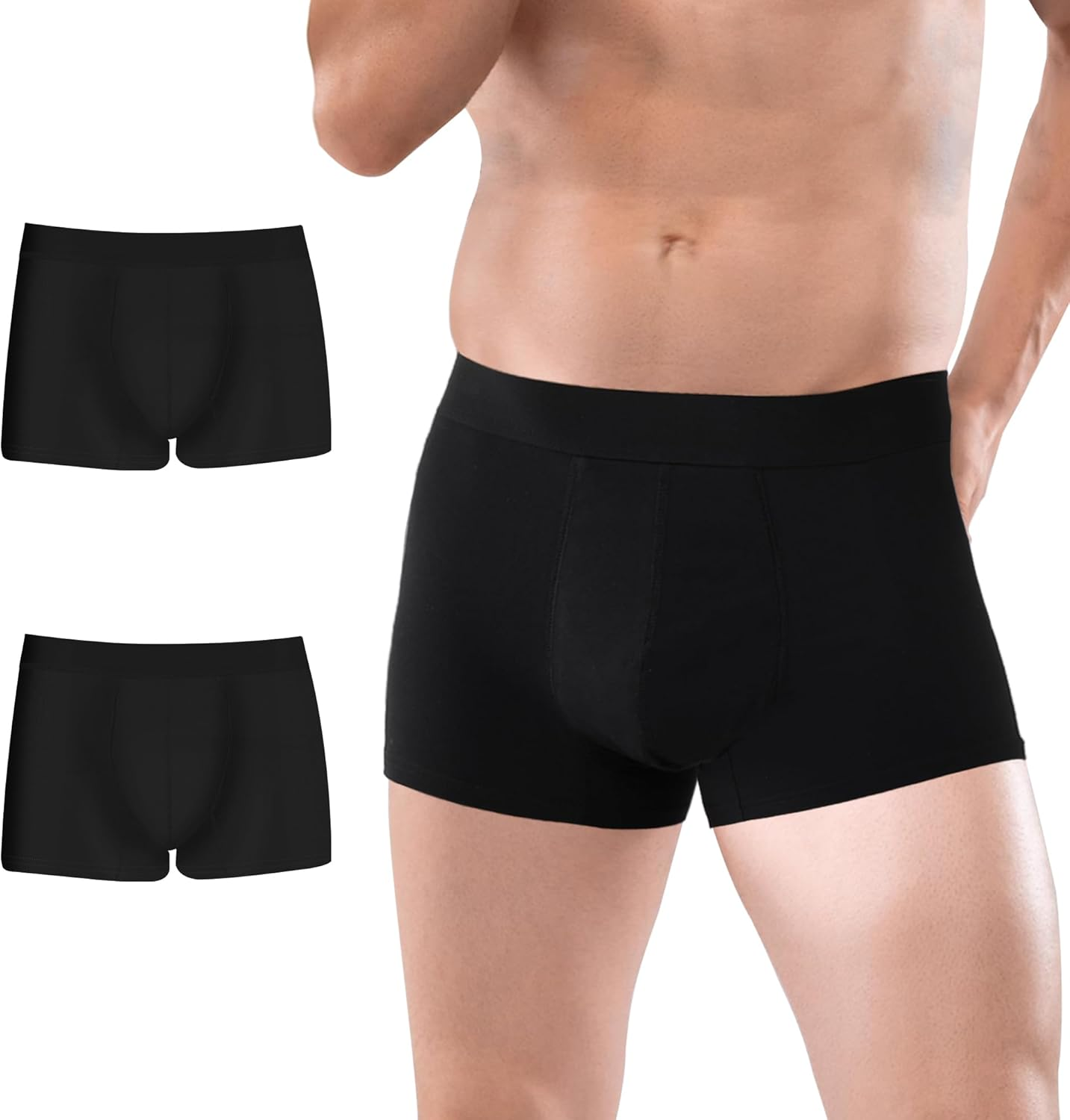 BATTEWA Incontinence Underwear for Men,Mens Cotton Washable Leakproof Boxers Breif, Bladder Leak Protection 50ML., Black 2 image number 1