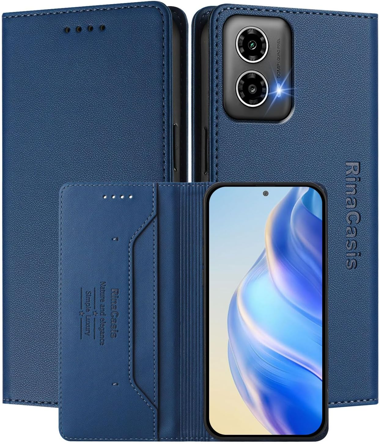 MOJIA Motorola Moto G24 / G04S / G04 / E14 Case, Drop and Scratch Resistant Premium PU Leather Folio Wallet Phone Case [Magnetic Closure]. Light Purple