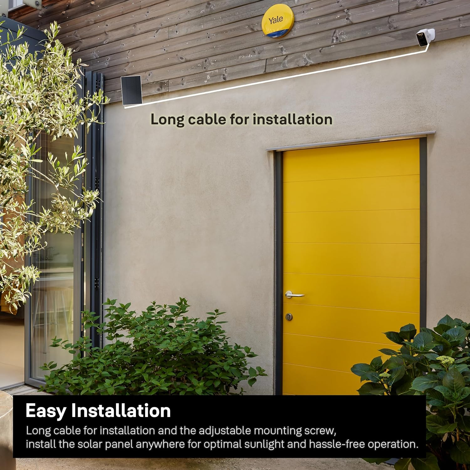 Yale - Solar Panel Charger - Outdoor Usage - up to 3W Power in Direct Sunlight - Easy Installation - 2M Cable - USB-C Connector - Accessory Compatible with Yale Smart Outdoor Camera image number 4