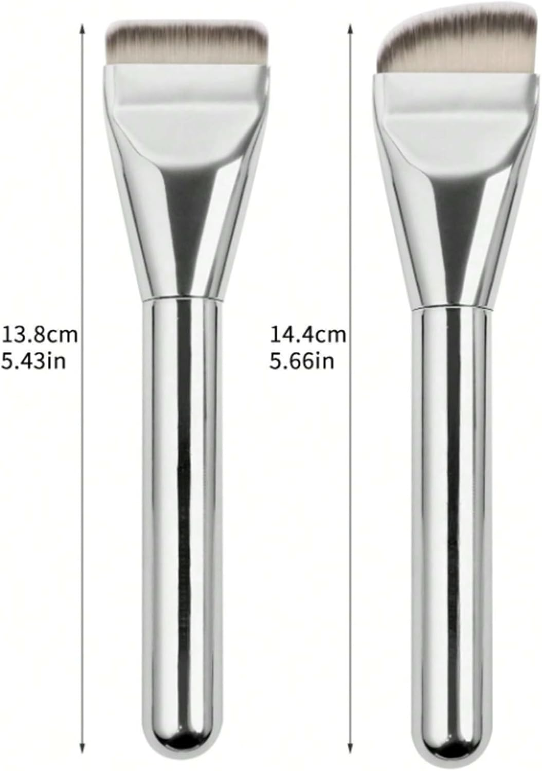 Generic 2Pcs Flat Makeup Brushes, Foundation & Angled Brushes for Liquid, Cream, Mineral Makeup, Concealer, Highlighting, Face Mask