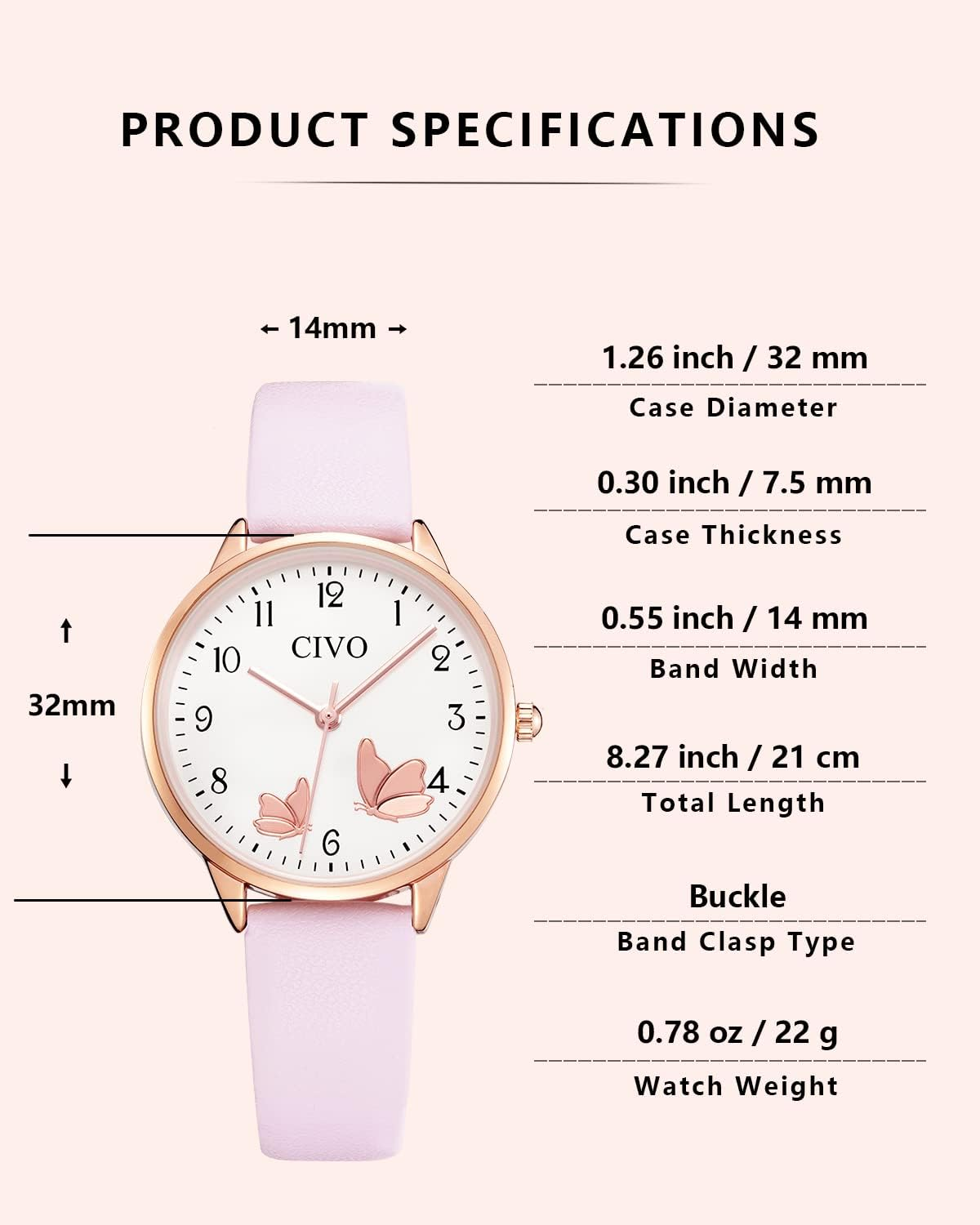 CIVO Watches for Women Leather Analog: Quartz Wrist Watch Waterproof Fashion Easy to Read Business Elegant Ladies Watches - A Black image number 5