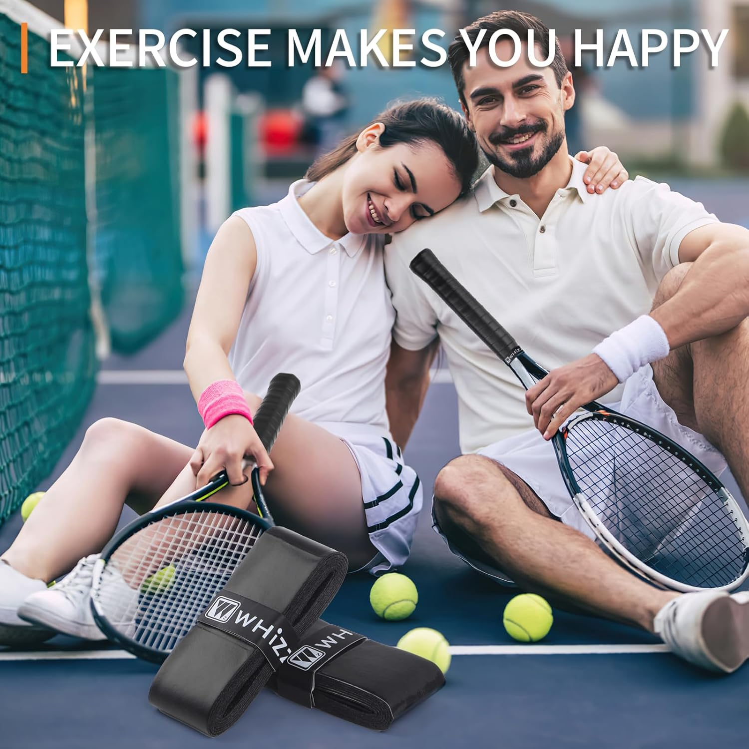 Tennis Racket Grip Tape, 6 Pack Precut anti Slip Tennis Grip Tape, Super Absorbent Dry Feel Tennis Grips Overgrip for Tennis, Badminton, Pickleball, Black image number 2