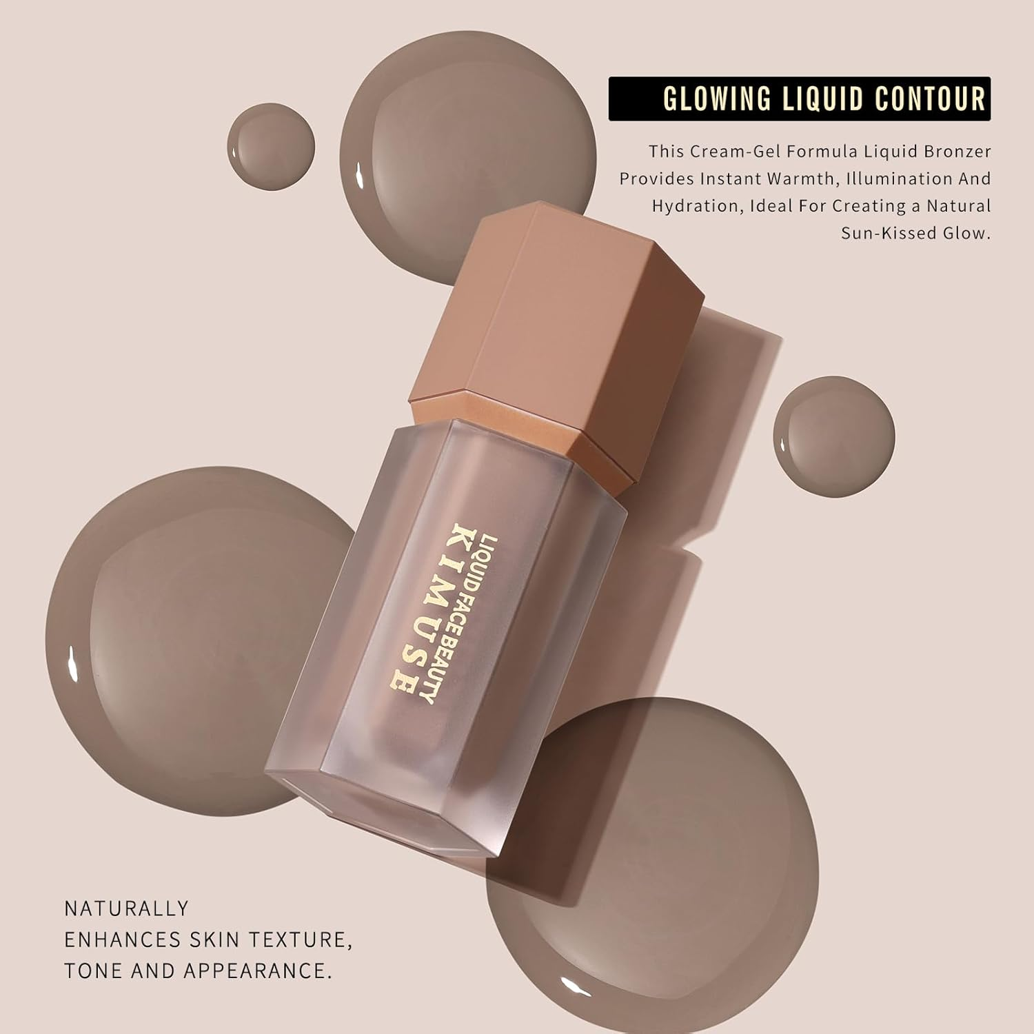 KIMUSE Soft Liquid Contour Stick, Glow Liquid Cream Bronzer, Weightless, Long Wearing, Smudge Proof, Natural Looking, Blendable, Bronzer Makeup