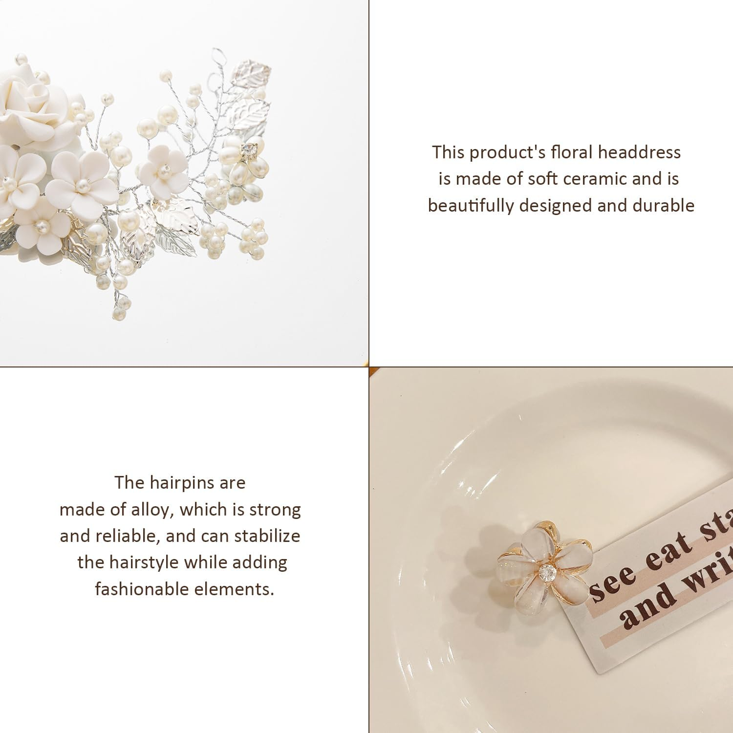 1 Piece Mosaic and Leaf Headdress and 10 Pieces Hair Clips, Elee and Simple Hair Accessories, Bridal Hair Accessories, Clothing Accessories, Hairstyle Accessories