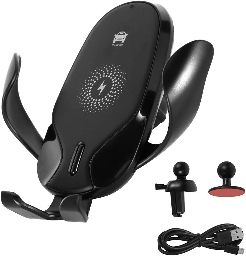 Wireless Car Charger,15W Qi Fast Charging Auto Clamping Car Charger Phone Mount， Windshield Dashboard Air Vent Phone Holder for Various Smartphones