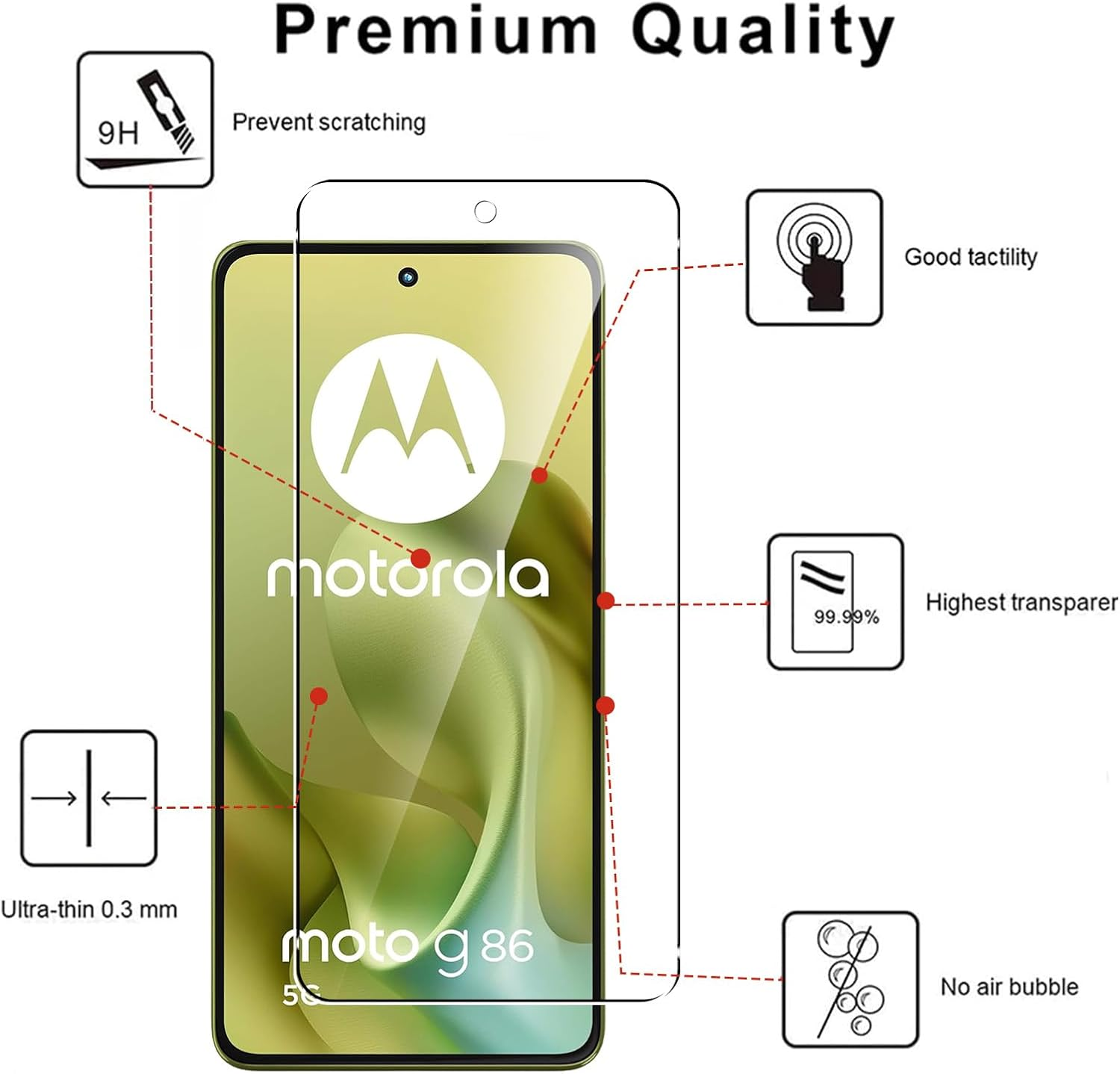 Case for Motorola Moto G86 + Screen Protector, ELECTRO-WEIDEWORLD Hybrid Shockproof PC Back + TPU Frame Case with Corner Bumpers[Drop Protection], Ultra-Clear & Scratch Resistant Phone Case image number 3