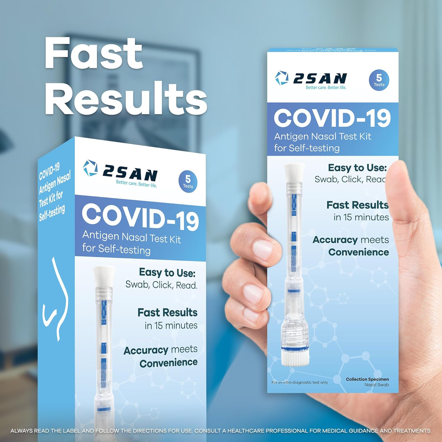 2San Covid-19 Pen Test, Results in 15 Mins, 5-Pack (5 Tests), Rapid Nasal Swab, Clinically Accurate, Easy At-Home Antigen Test, Discreet, Fast & Reliable image number 5